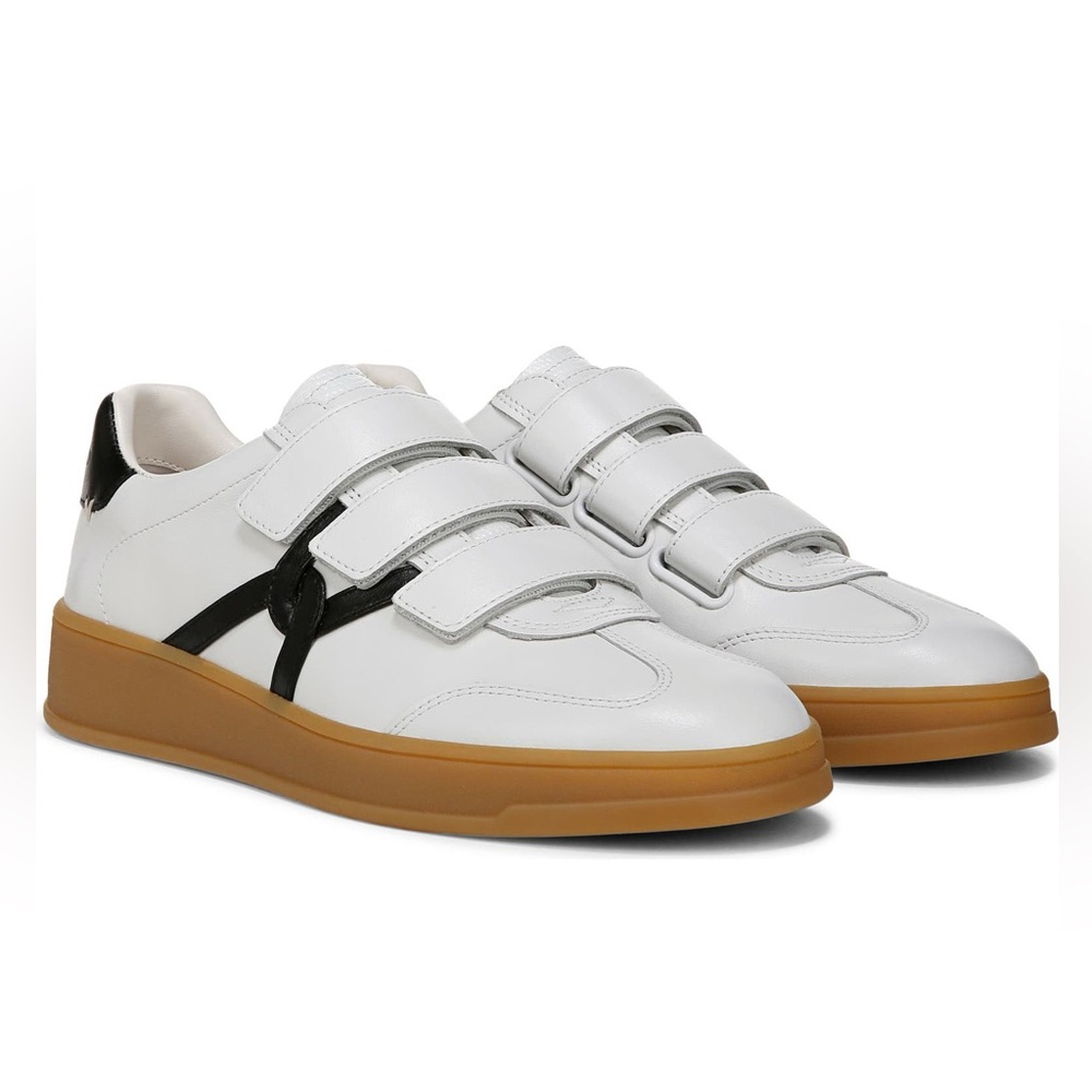 Veronica Beard Reagan Sneaker Leather White Black Size 7 New No Box